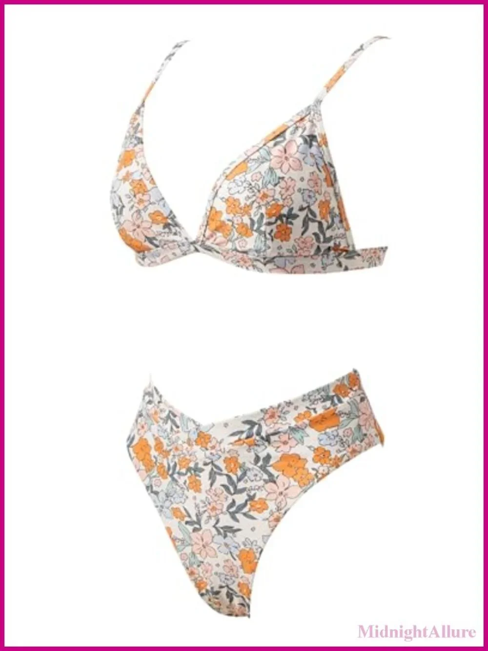 Women's Triangle High Cut Bikini Set, High Waisted 2 Piece Swimsuit